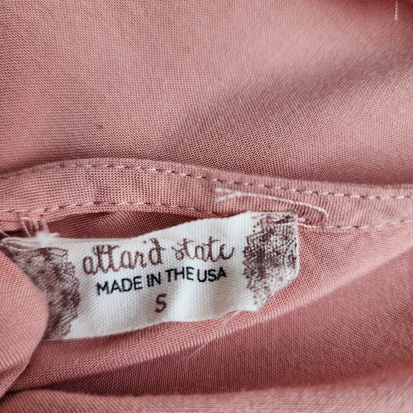 Altar'd State Women's Boho Dusty Rose Smocked Short Sleeve Mini Dress Size S - Picture 11 of 11